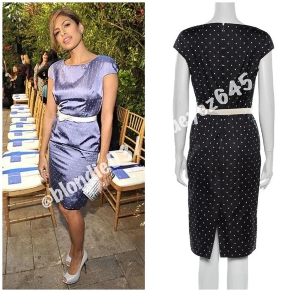 Christian Dior resort 2010 navy polka dot dress FR42/US10 - Picture 2 of 5